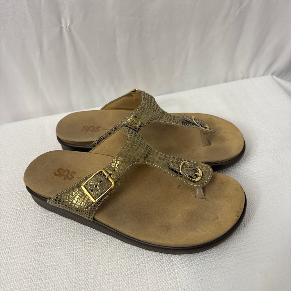 SAS Sandals Womens Size 8 M Sanibel Gold Metallic Leather